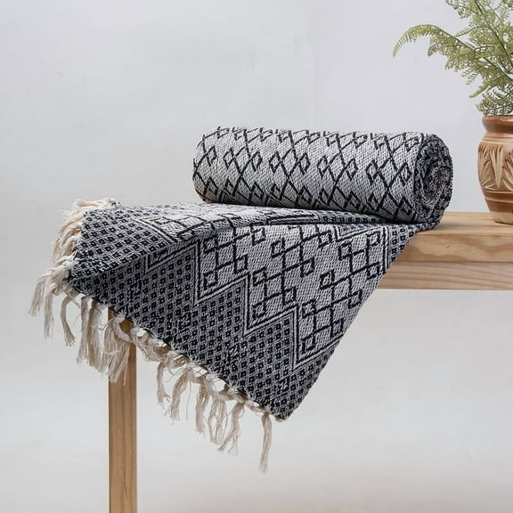 DMAASA 100% Hand woven Cotton Throw, Turkish Blanket , Pure Cotton Handmade Throw, Couch Coverlet, Summer Light Weight Throw, Bedding Gift