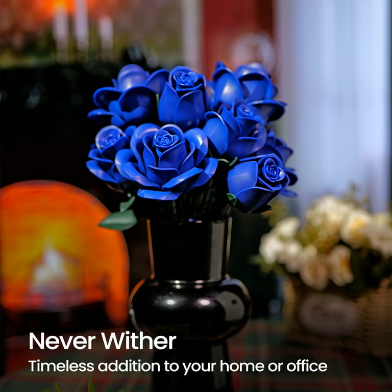 BuildingBoat Blue Roses Bouquet Building Set, 608Pcs, Preserved