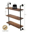 thumbnail image 2 of 3-Tiers Industrial Pipe Shelves, Rustic Wall Mount Shelf, Metal Hung Bracket Bookshelf, 2 of 7