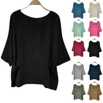 pstuiky Spring Tops for Women Cotton and Linen Solid Color V-Neck Linen Tops for Women Summer Leisure Loose Fit Short Sleeve Tie Front Outfits Clothes Army Green S