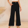 thumbnail image 4 of YIFUNIN Women's Solid Color Corduroy Straight Leg Pants, Loose Fit Casual Trousers for Fall Winter, Comfortable Ribbed Fabric Fashion,Black M, 4 of 6