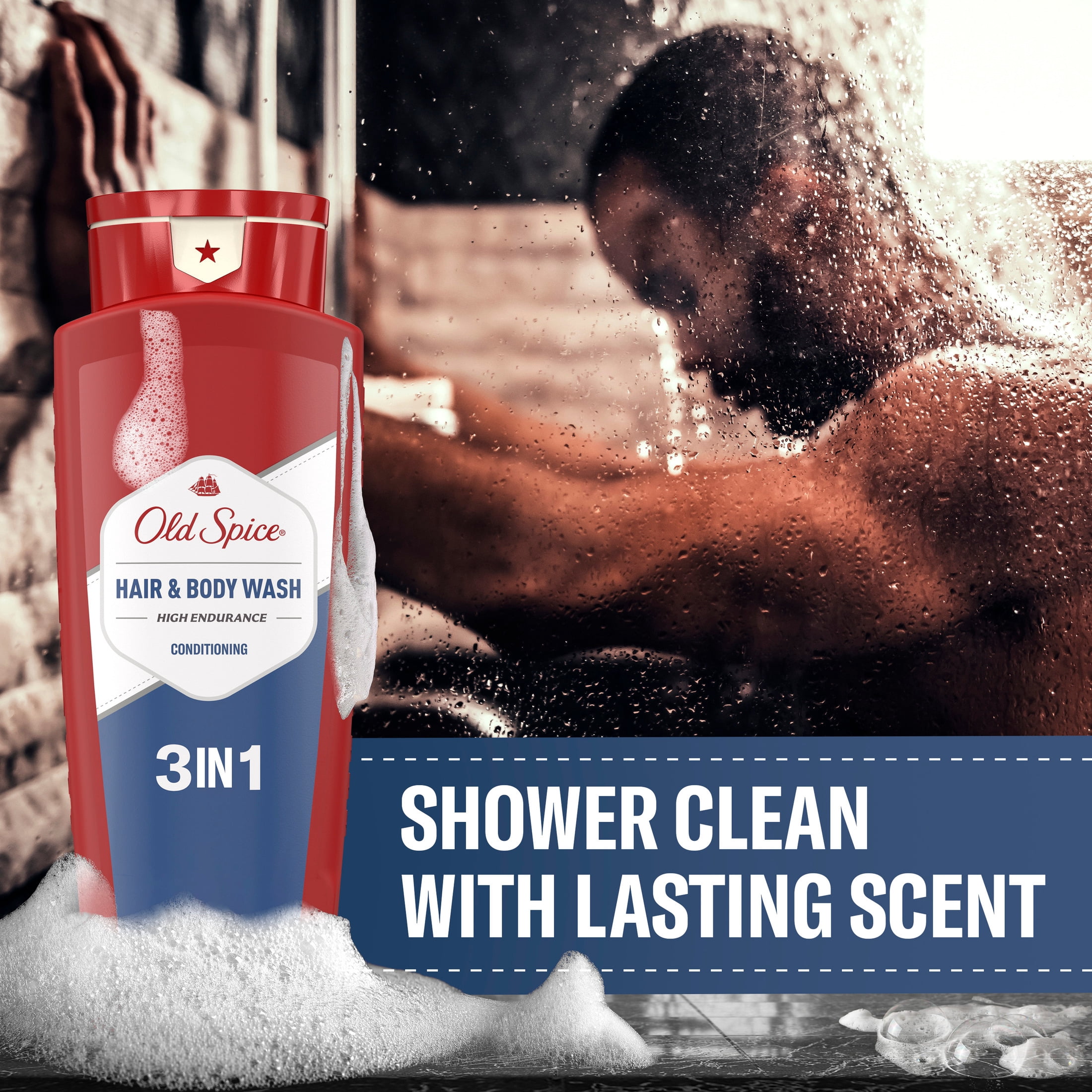 (4 pack) Old Spice Hair & Body Wash w/ Conditioner for Men, Crisp, 24/7 Shower Fresh, 24 fl oz