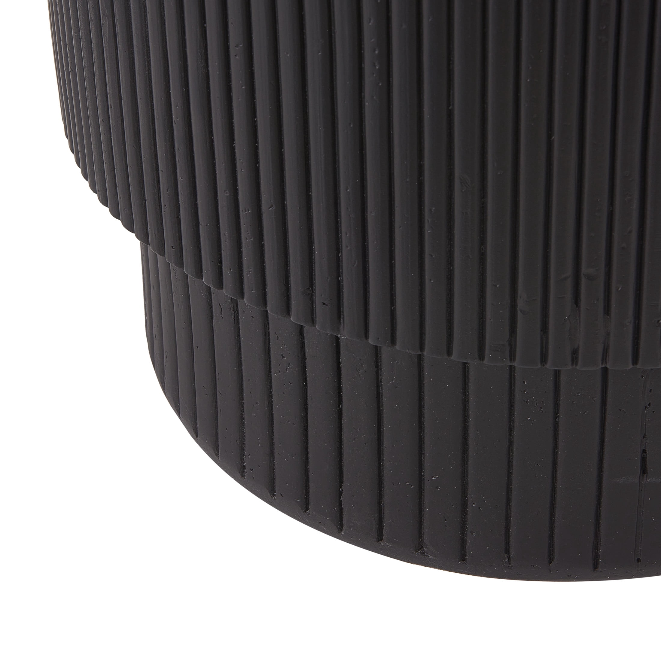 Christopher Knight Home Minimalist Ribbed MGO Side Table, Lightweight Concrete, Indoor/Outdoor, Black