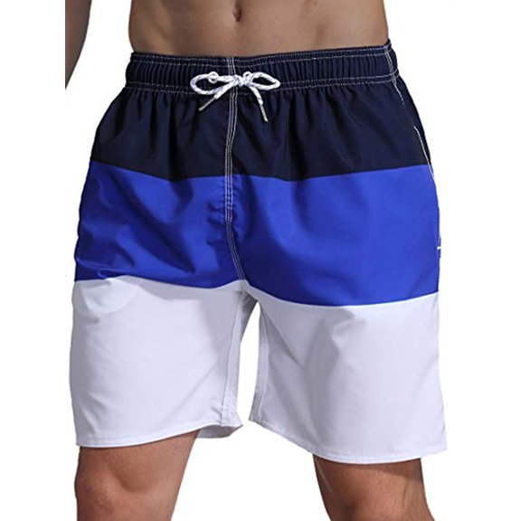 LELINTA Mens Swim Trunks Watershort Swimsuit Board Colorblock Shorts Bathing Suits Elastic Waist Drawstring