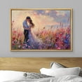 thumbnail image 2 of IDEA4WALL Framed Canvas Print Wall Art Romantic Twilight Embracing Couple in Flower Field Art Aesthetic Portrait & Wildflowers Wall Decor Calm/Relax/Zen for Living Room, Bedroom - Natural 16"x24", 2 of 5
