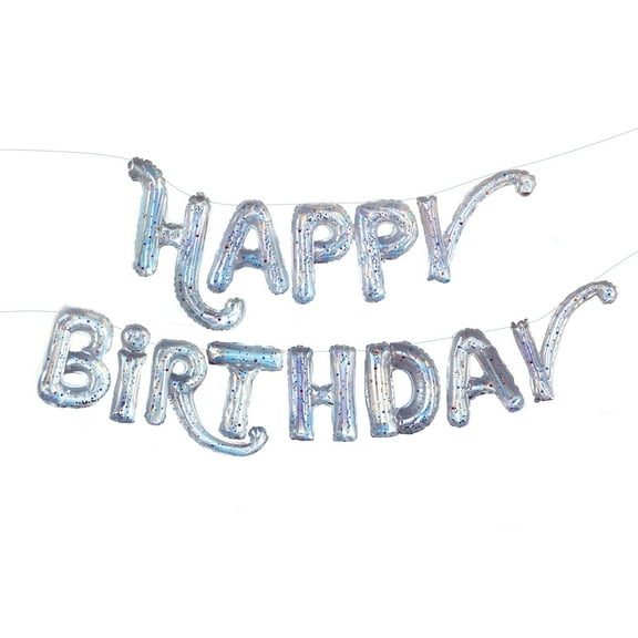 Packed Party Iridescent 'Happy Birthday' Mylar Balloon Banner, 19.6 ft, 0.5 lbs