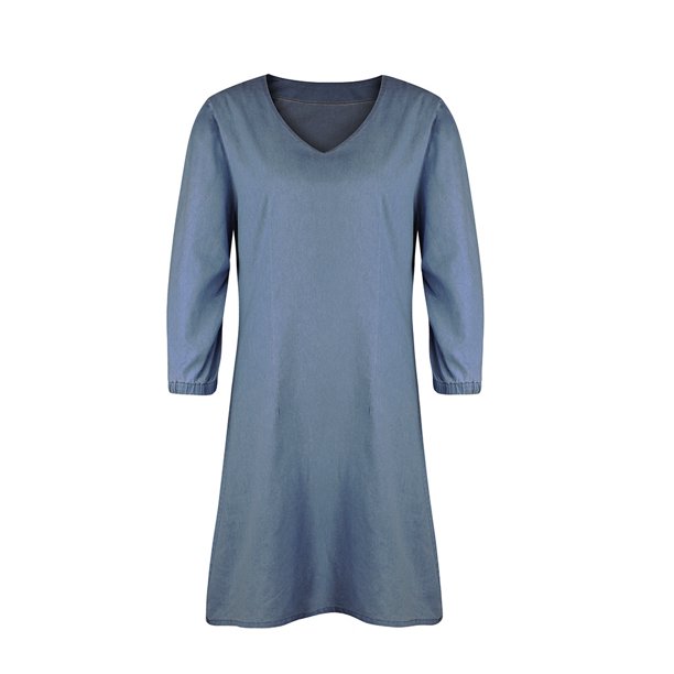 Vestido de cuello en V para mujer, nuevo vestido coreano sólido elegante, minivestido holgado de oficina para mujer