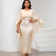 thumbnail image 2 of AURA Plus Size Spring Sequin Cape Mermaid Gown Elegant High Waist Long Party Dress XL XXXL, 2 of 10