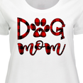 thumbnail image 4 of Inktastic Dog Mom with Paw Print in Plaid Women's Plus Size T-Shirt, 4 of 5