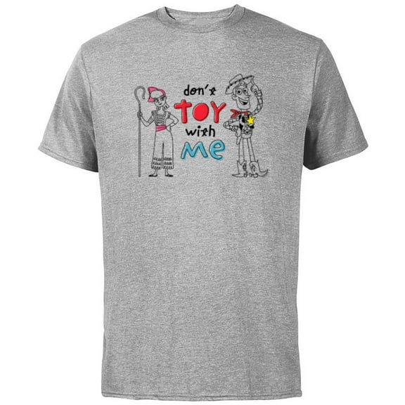 Disney PIXAR Toy Story 4 Woody & Bo Peep Don’t Toy with Me - Short Sleeve Cotton T-Shirt for Adults - Customized-Athletic Heather