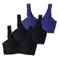 thumbnail image 2 of IQOGKRN 3 Pack Women Ice Silk Seamless Wireless Sports Bra No Underwire Plus Size Gentle Push Up V Neck Wide Vest Straps High Elastic Bras Coffee 2XL, 2 of 9