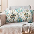 thumbnail image 6 of Boho Pillow Covers 20"x20" Set of 2 Carpet Cyan Vintage Throw Pillow Case Soft Square Decorative Pillowcases for Home Decor Sofa Car Living Room, 6 of 6