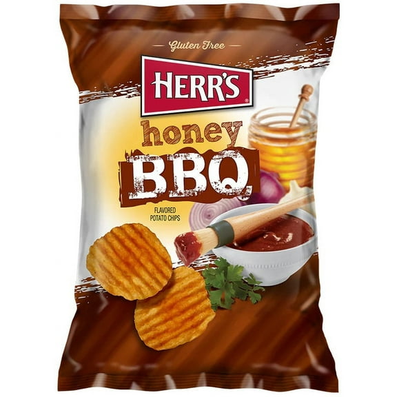 Herr's Honey BBQ Ripple Potato Chips, 3-Pack 7.75 oz. Family Size Bags