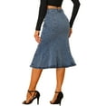 thumbnail image 3 of Unique Bargains Women's Denim High Waist Ruffle Fishtail Bodycon Midi Skirts XS Blue Gray, 3 of 6