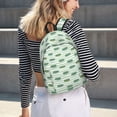 thumbnail image 5 of Disketp Cute Crocodile print Canvas Backpack Lightweight Travel Daypack Student Rucksack Laptop Backpack-, 5 of 5