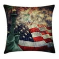 thumbnail image 1 of American Flag Decor Throw Pillow Cushion Cover, Composite Photo of States Idols with Fireworks on Background 4th of July, Decorative Square Accent Pillow Case, 16 X 16 Inches, Multi, by Ambesonne, 1 of 2