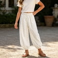 thumbnail image 4 of Qabnzmfo Cotton Pants for Kids Girls Elastic Waist Loose Fit Lounge Trousers Breathable Lightweight Summer Beach Vacation Pants, 4 of 5