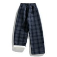 thumbnail image 5 of Stamzod Winter Fleece Lined Pants Men Open Bottom Thicked Warm Plaid Pants with Pocket Casual Oversized Baggy Sweatpants for Men Blue M, 5 of 9