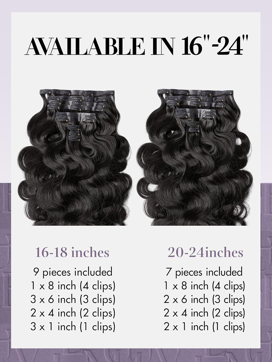LUVME Clip in Hair Extensions 14" Real Human Hair Natural Black for Women on Thick Body Wavy Extensions