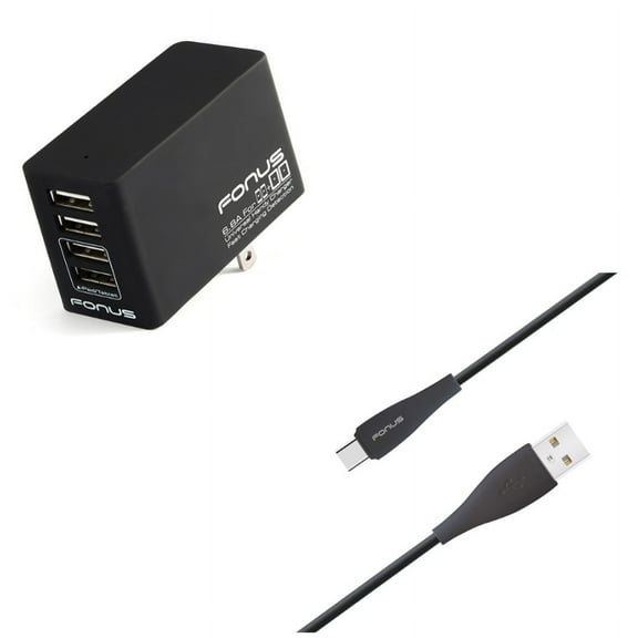 34W Home Charger w Type-C 10ft USB Cable Q7L for Acer Liquid Jade Primo - Alcatel PulseMix, 7, Idol 5S 5 4S - ASUS Zenfone V Live, ROG Phone, AR 6 5z 4 Pro - Blackberry Motion, Key2, KEYone