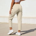 thumbnail image 5 of TtopsQueen Women Cargo Jogger Pants, Elastic Waist Drawstring Cropped Trousers with Multi Flap Cargo Pockets, Lightweight Outdoor Hiking Travel Bottoms Khaki,L, 5 of 6