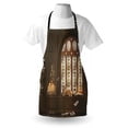 thumbnail image 3 of Gothic Apron Room for Study in the Medieval Library with Cat Sleeping on the Window Antique Mansion, Unisex Kitchen Bib Apron with Adjustable Neck for Cooking Baking Gardening, Taupe, by Ambesonne, 3 of 3