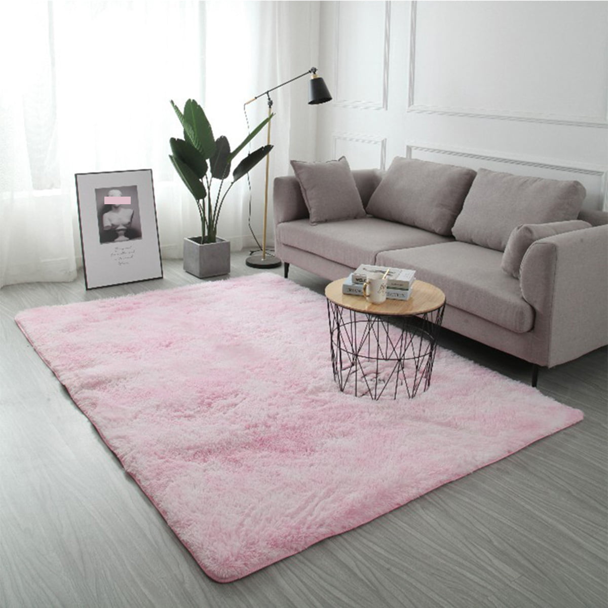 Rectangle Polyester Fluffy Rugs AntiSkid Shaggy Area Rug