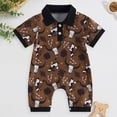 thumbnail image 2 of mgoYE 9 Month Baby Boy Clothes Baby Outfit Short Sleeve Polo Romper Neutral Baby Clothes 0-24 Months for Boys Girls(Brown,12-18 Months), 2 of 7