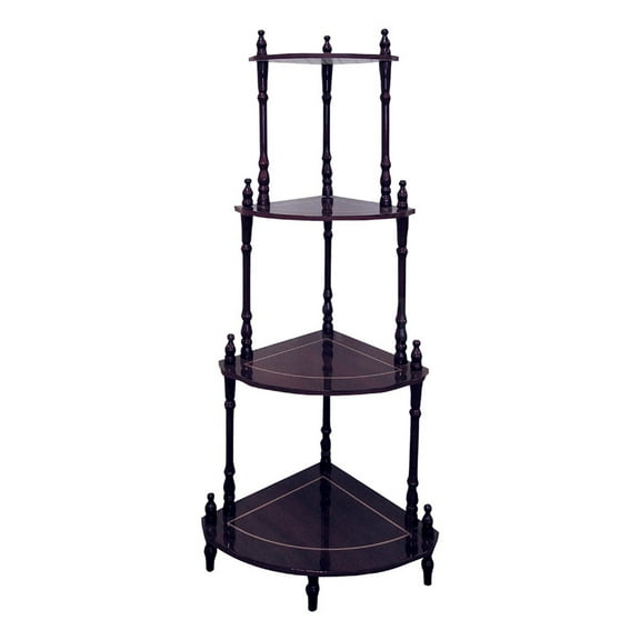 JERFIT 4 Tier Corner Shelf, 39 Inch Tall Freestanding Wood Storage Rack for Living Room, Cherry Finish Display Bookcase Organizer