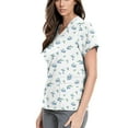 thumbnail image 4 of LHVUOA Scrub Tops Women Floral Print Scrub Tops Plus Size Stretch Nursing Tops Soft Nurse Uniform Overalls with Pockets, 4 of 5