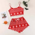 thumbnail image 2 of Pajama Sets for Women – Bridal Party Satin Gift Women's Christmas Snowflake Print Sleeveless Top & Shorts Pajama Set Cozy 2 Piece Wear, 2 of 5