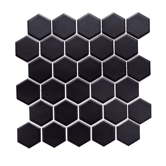 The Tile Life Honeycomb 2x2 Black Porcelain Mosaic Floor & Wall Tile 12x12 in 11-Piece