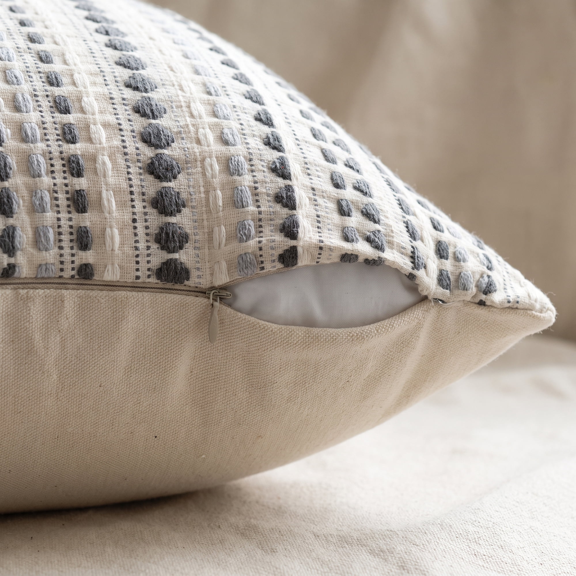 Unique Bargains Chenille Geometric Throw Pillow Covers 2 Pc Striped Cases Grey 16"x16"