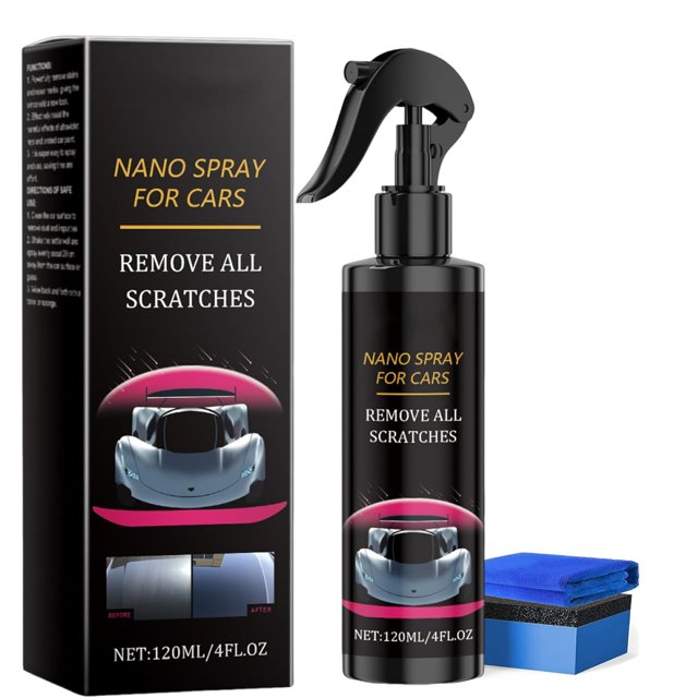 Fluxfade Nano Car Spray, Nuracoat Nano Car Spray, Scratch Remover and Repair with Cloth & Sponge, Suitable for All Vehicles and Surfaces (120ml,1 Pcs)