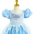 thumbnail image 3 of OBEEII Girls Cinderella Short Puff Sleeve Princess Dress with Accessories Cosplay Halloween Christmas Carnival Party Costume Fairy Princess Dress up Birthday Outfit for Child, 3 of 8