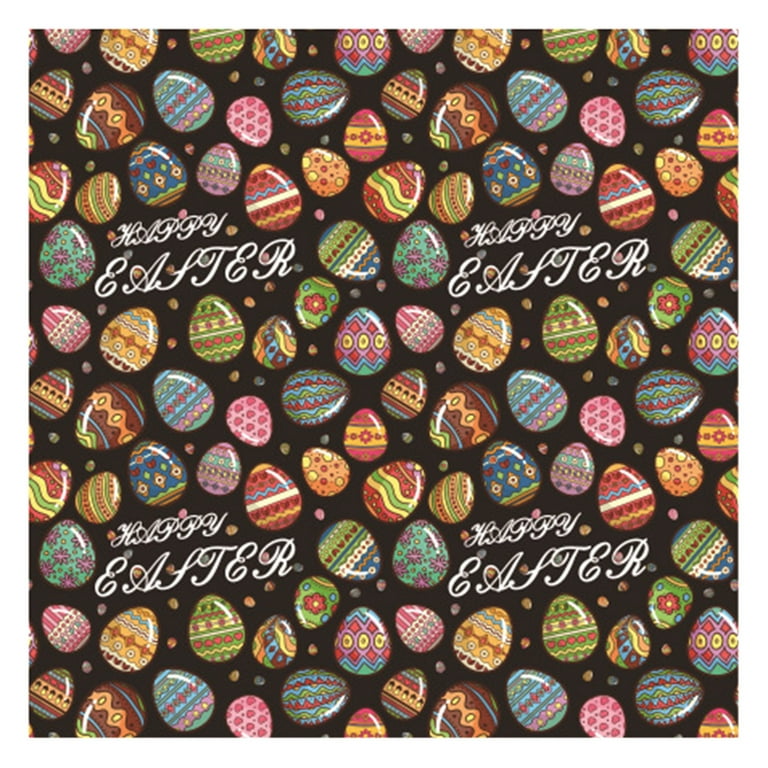 Easter Wrapping Paper with Patterned Eggs on White Background