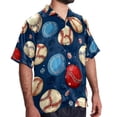 thumbnail image 2 of Baseball Men's Short Sleeve Casual Printed Button Down Beach Shirts Hawaiian Style Unisex Summer Shirt, 2 of 6
