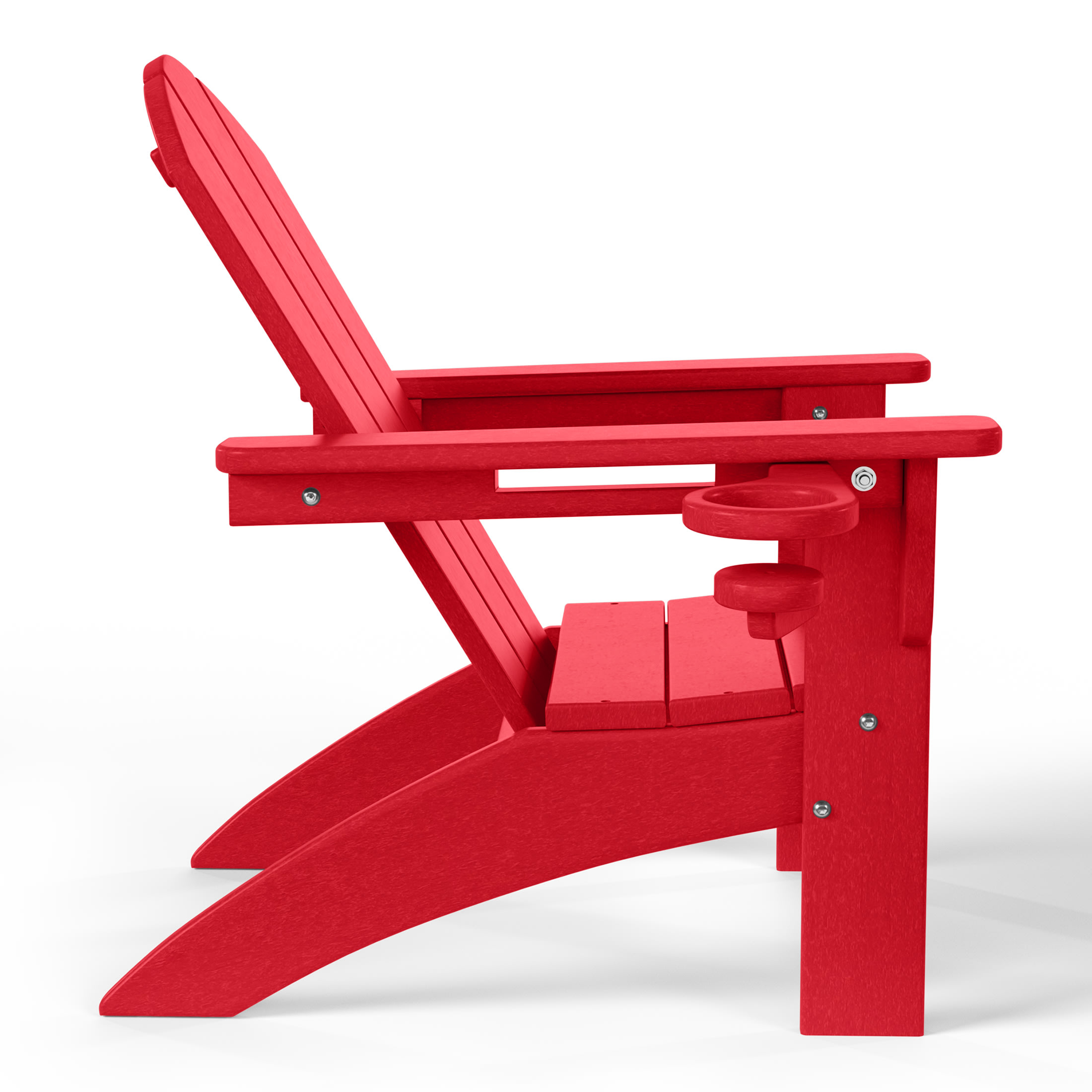 WestinTrends Malibu 3-Piece Kids HDPE Adirondack Chairs Set with Square Side Table and Cup Holders, Red