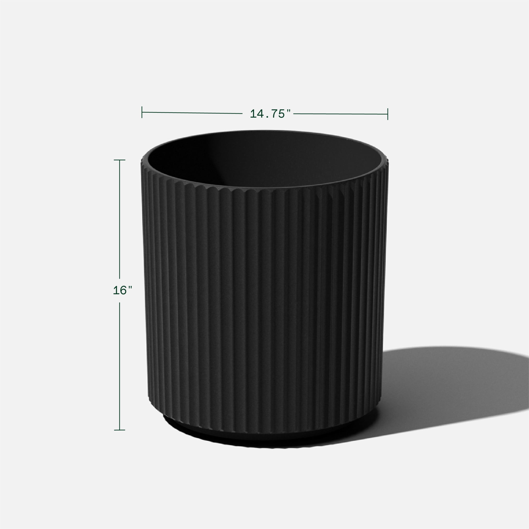 Veradek Demi Series  16" Plastic-Stone Planter - Black