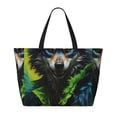 thumbnail image 2 of Zufioo Realistic Style Wolf Warrior Print Large Capacity Beach Travel Bag, Zippered Pocket Foldable Hand-held Shoulder Beach Bag, 2 of 7
