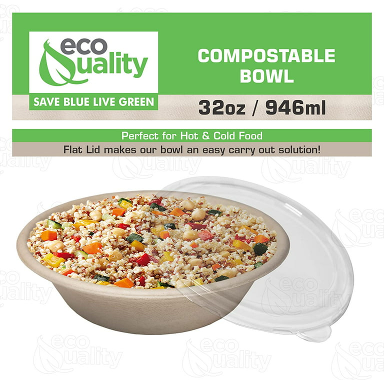 24oz Round Deep Disposable Bowls With Lids 375 Count Sturdy Compostable Eco  Friendly 