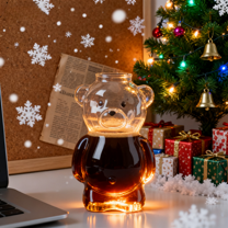 2025 New Bear Straw Cup Glass Mug, 11oz Bear-Shaped Holiday Cold Cup, Glass, Perfect for Iced Coffees, Cocktails, Cold Brews, Christmas Vibes, Viral Drinkware,(1 Bear Cup)