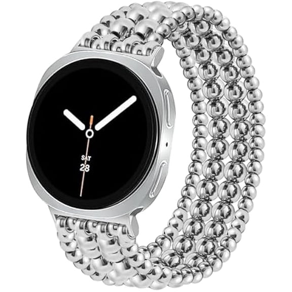 xixishop Dressy Beaded Bracelet Compatible with Samsung Galaxy Watch 8 Band 40mm 44mm/8 Classic 46 mm Women, Fashion Cute Strechy Stainless Steel Beads Strap for Galaxy Watch 8