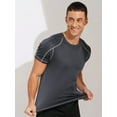 thumbnail image 5 of JanJean Men's Athletic Short Sleeves T-Shirt Quick Dry Performance Tee Shirt Gym Yoga Workout Tops Dark Grey 3XL, 5 of 7