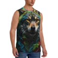 thumbnail image 2 of Kdxio Realistic Style Colorful Wolf for Men's Muscle T-shirt,Sleeveless for Workout Running Athletic Gym Lounge Casual, 2 of 5