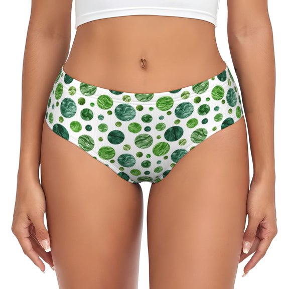 Womens Underwear - Abstract green Polka Dots No Show Seamless Underwear for Women, Stretch Women's Panties, Hipster Soft Comfort Ladies Panties Bikini Underwear Briefs