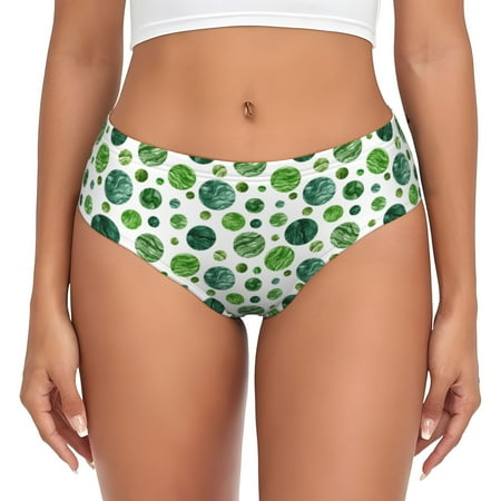 Womens Underwear - Abstract green Polka Dots No Show Seamless Underwear for Women  Soft Stretch Womens Panties  Hipster Ladies Panties Bikini Underwear Briefs