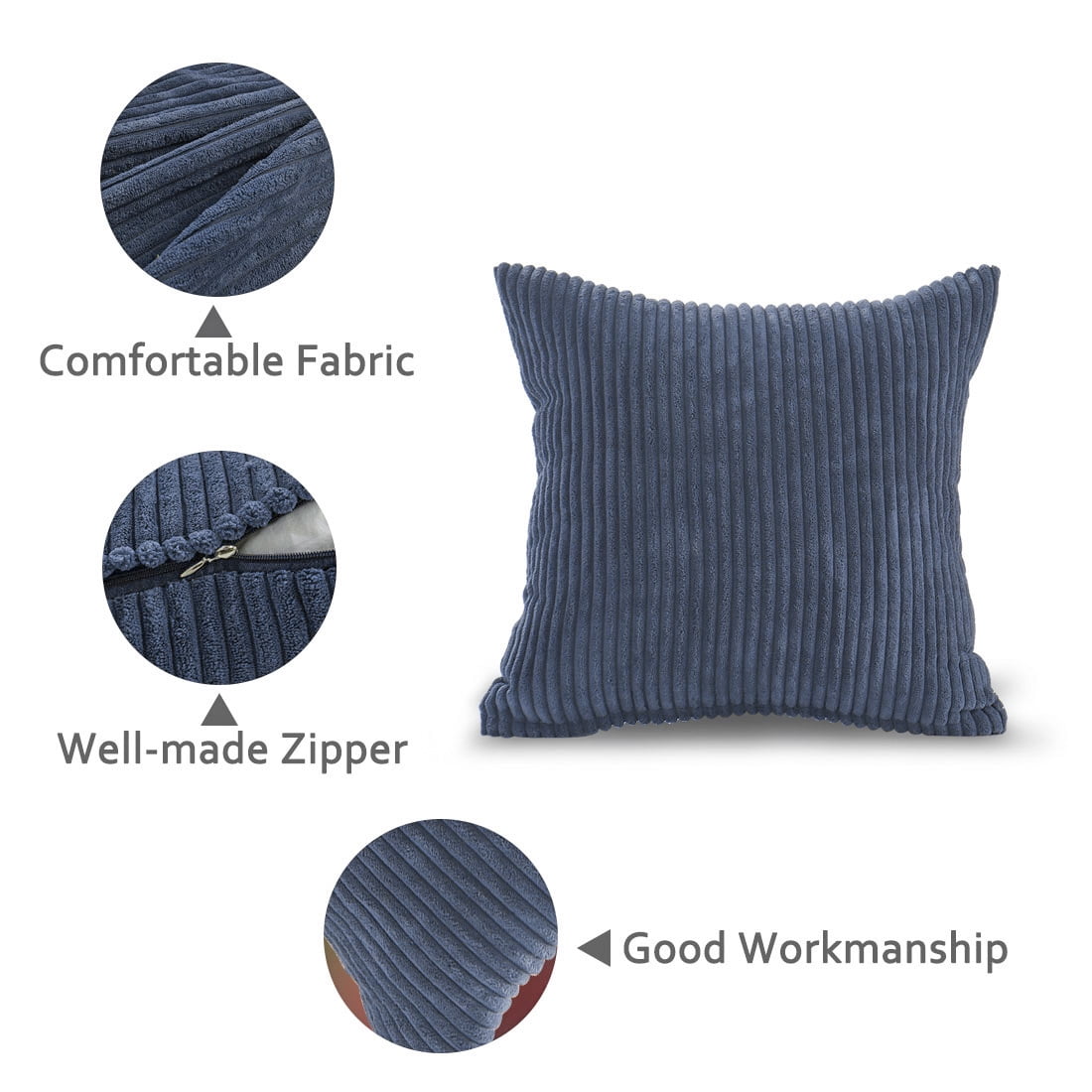 Unique Bargains 18" x 18" Blue Microfiber Decorative Pillow Case 2 Count