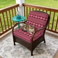 thumbnail image 4 of Outdoor Patio Cushion Covers 4 Pack Pink Boho Patio Chair Cushion Covers with Ties and Zipper Maroon Moroccan Stripes Waterproof Outdoor Seat Cushion Covers for Patio Furniture 22"x20", 4 of 9
