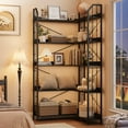thumbnail image 6 of Bookshelf Corner Bookcase, L Shaped Bookshelf Industrial Corner Bookshelves, Large Bookcase with Metal Frame, Corner Shelf Arch Display Rack for Living Room Bedroom, 6 of 7